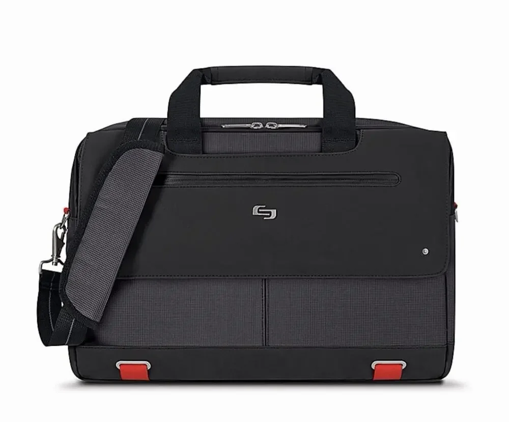 Solo New York Red Black Mission Messenger Bag Briefcase 15in Laptop EUC